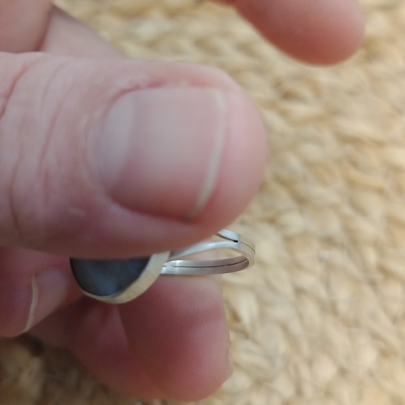 Vtg. Native American Singed Sterling Silver & Blue lace Agate ring size 9 1/2 - Picture 5 of 9